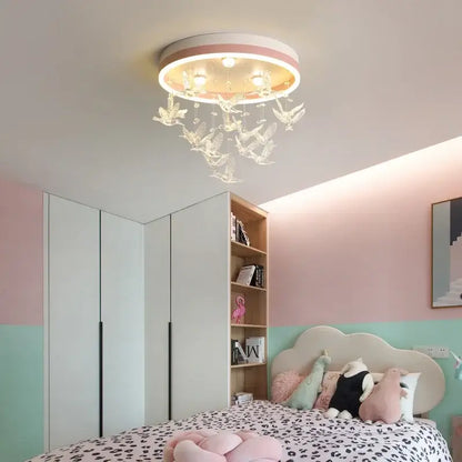 Modern crystal led hummingbird chandelier bedroom ceiling light