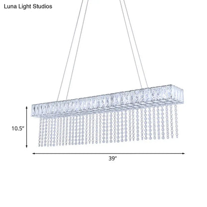 DecorBites™ Modern Crystal LED Kitchen Island Pendant Light with Chain Fringe - Oversized Rectangle Design