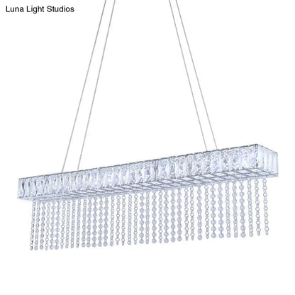 DecorBites™ Modern Crystal LED Kitchen Island Pendant Light with Chain Fringe - Oversized Rectangle Design