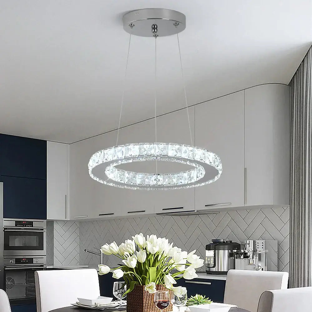 Modern crystal led pendant chandelier – dining room art fixture