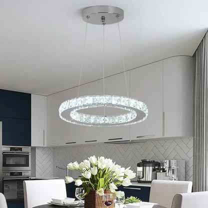 Modern crystal led pendant chandelier – dining room art fixture
