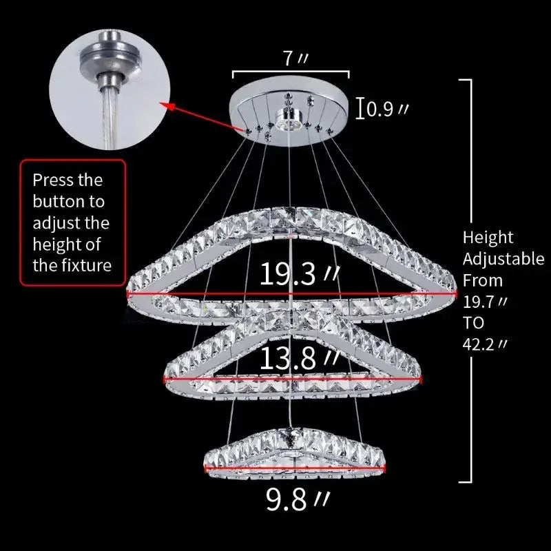 Modern crystal led pendant double ring chandelier dining room