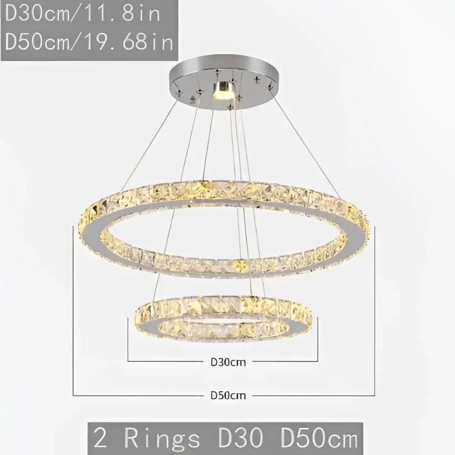 Modern crystal led pendant double ring chandelier dining room