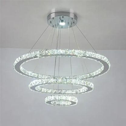 Modern crystal led pendant double ring chandelier dining room