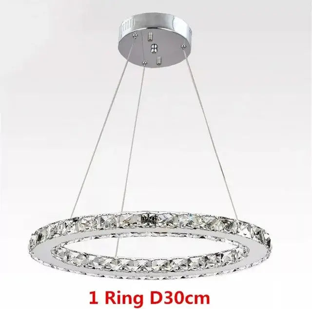 Modern crystal led pendant double ring chandelier dining room
