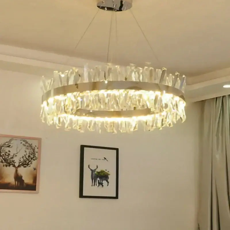 Modern crystal led ring chandelier living room luxury light