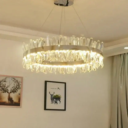 Modern crystal led ring chandelier living room luxury light