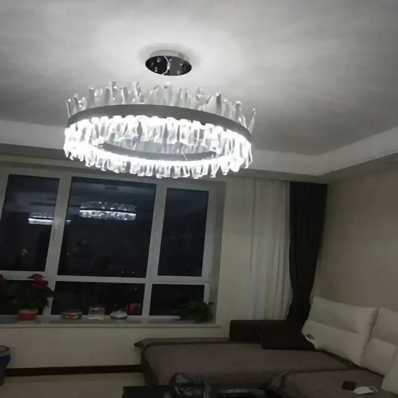 Modern crystal led ring chandelier living room luxury light