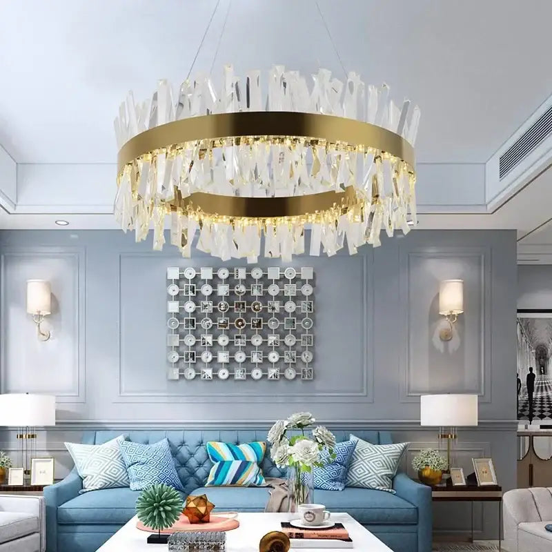 Modern crystal led ring chandelier living room luxury light