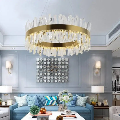 Modern crystal led ring chandelier living room luxury light