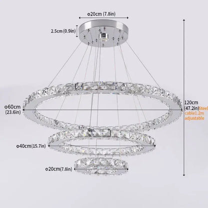 Modern crystal led ring pendant chandelier for dining room