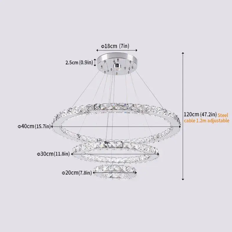 Modern crystal led ring pendant chandelier for dining room