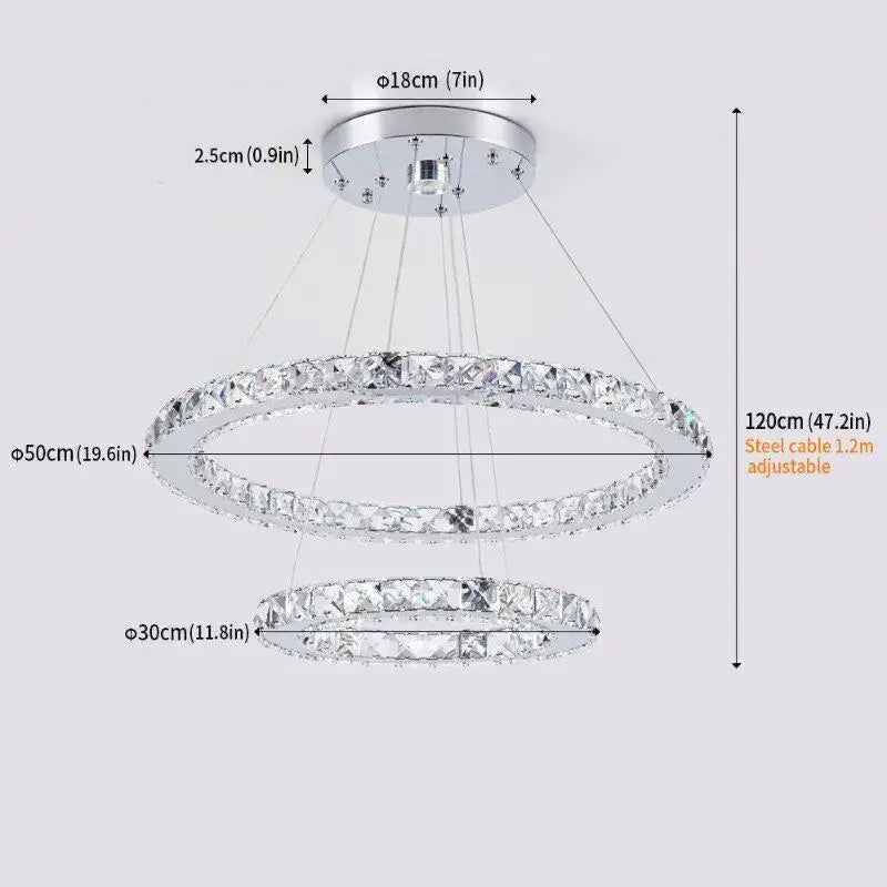 Modern crystal led ring pendant chandelier for dining room