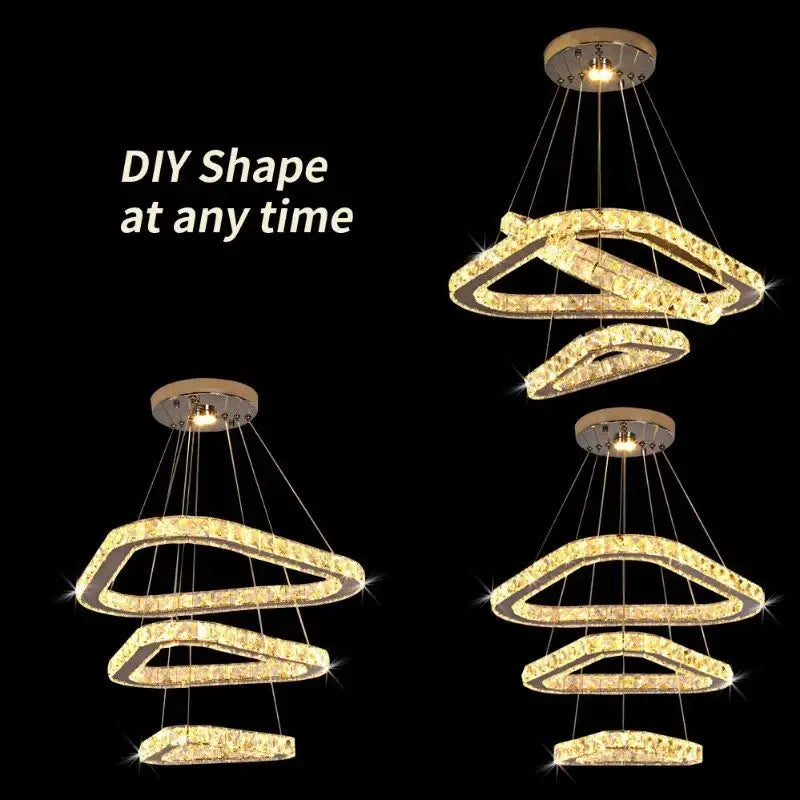 Modern crystal led ring pendant chandelier for dining room