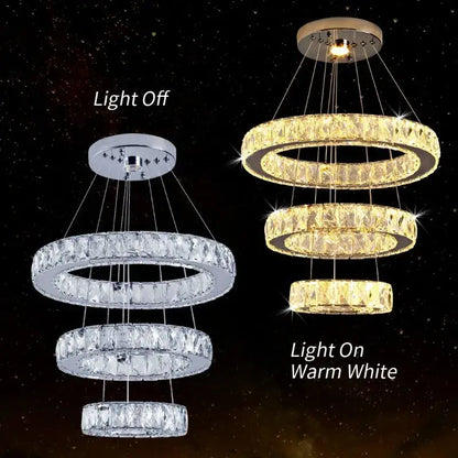 Modern crystal led ring pendant chandelier for dining room