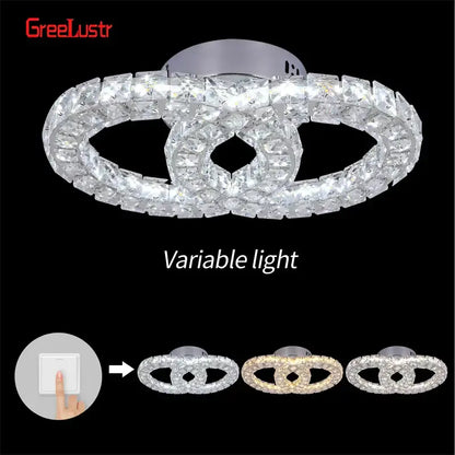 Modern crystal led square chandelier living room chrome light