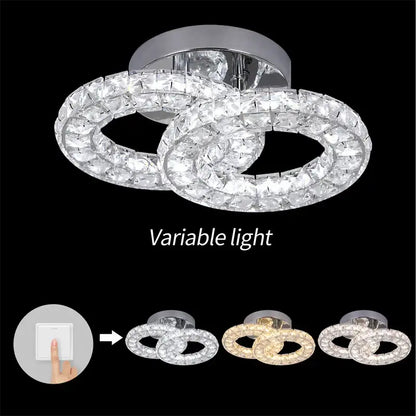 Modern crystal led square chandelier living room chrome light