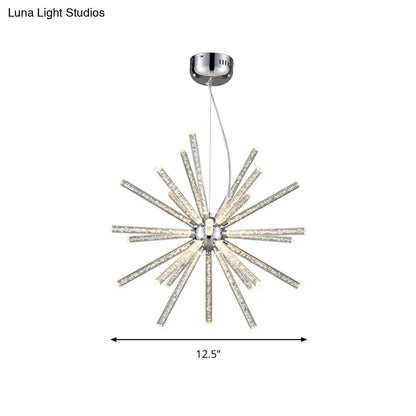 DecorBites™ Modern Crystal LED Starburst Chandelier Pendant Light - 12.5"/18"/28" Wide, Clear Hanging Ceiling Fixture
