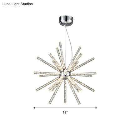 DecorBites™ Modern Crystal LED Starburst Chandelier Pendant Light - 12.5"/18"/28" Wide, Clear Hanging Ceiling Fixture