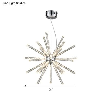 DecorBites™ Modern Crystal LED Starburst Chandelier Pendant Light - 12.5"/18"/28" Wide, Clear Hanging Ceiling Fixture
