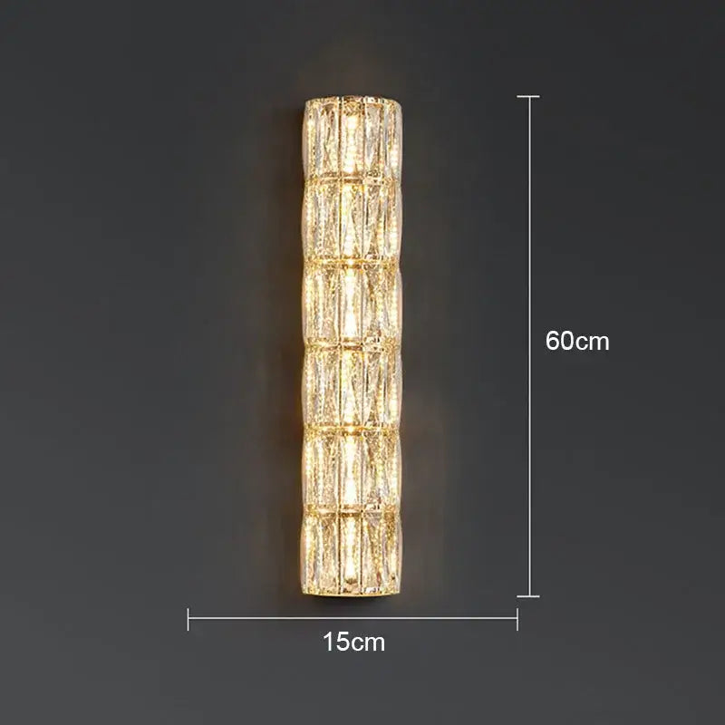 Modern crystal led wall lamp for living room warm faceted sconce