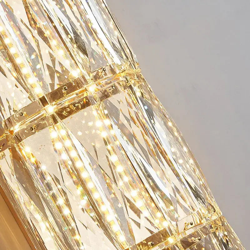 Modern crystal led wall lamp for living room warm faceted sconce