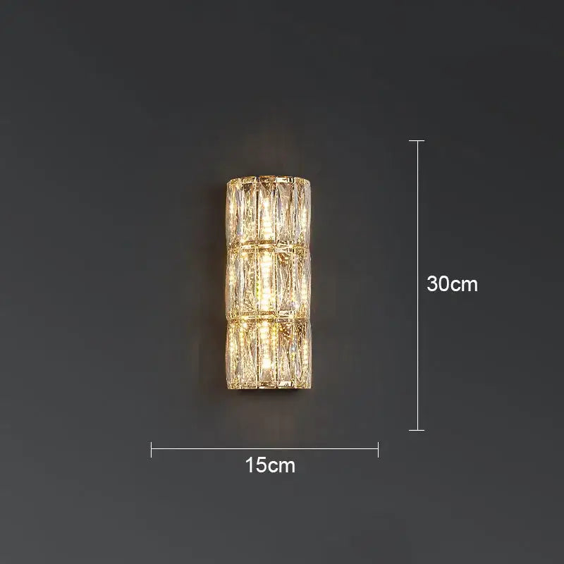 Modern crystal led wall lamp for living room warm faceted sconce