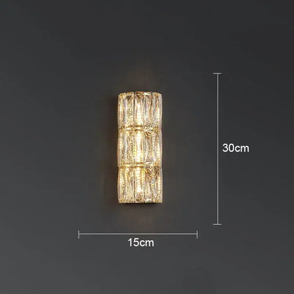 Modern crystal led wall lamp for living room warm faceted sconce