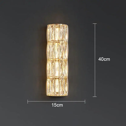 Modern crystal led wall lamp for living room warm faceted sconce