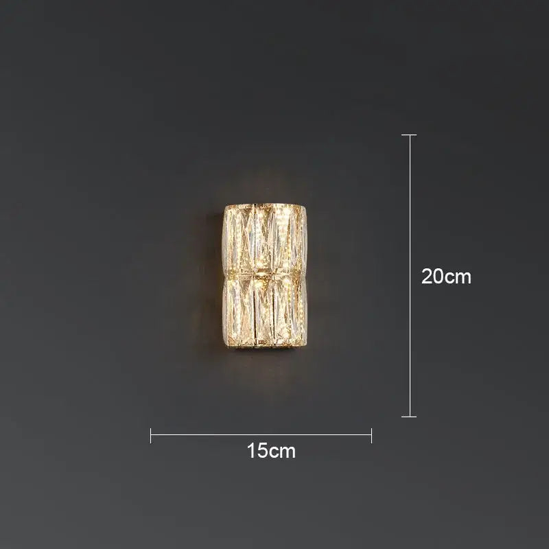 Modern crystal led wall lamp for living room warm faceted sconce