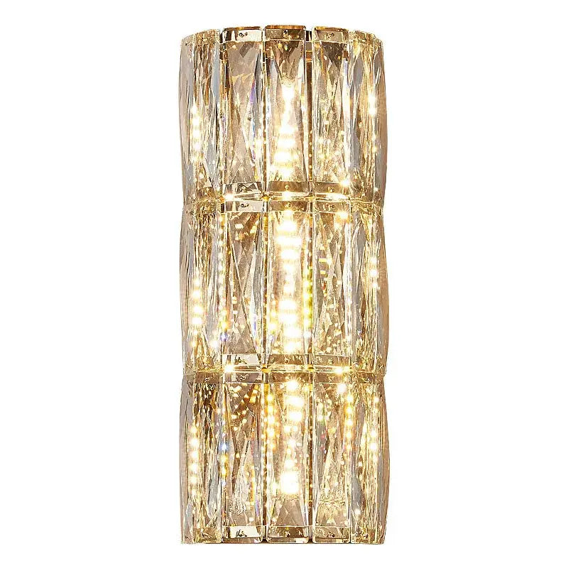Modern crystal led wall lamp for living room warm faceted sconce