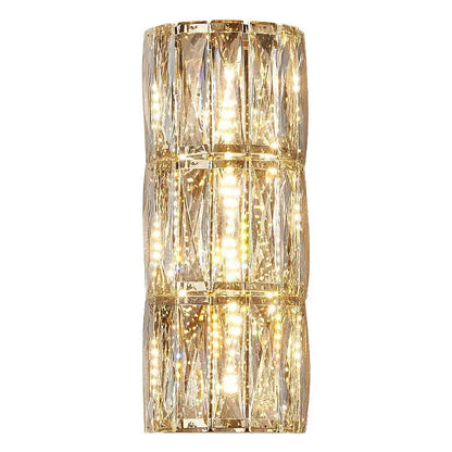 Modern crystal led wall lamp for living room warm faceted sconce