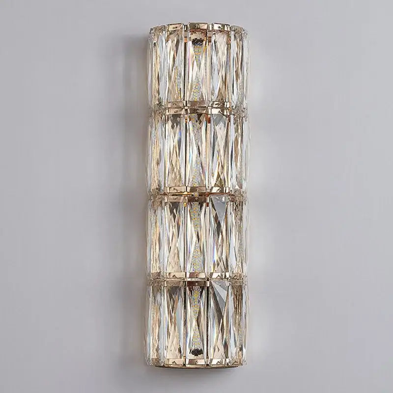 Modern crystal led wall lamp for living room warm faceted sconce