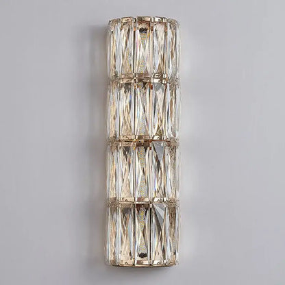 Modern crystal led wall lamp for living room warm faceted sconce