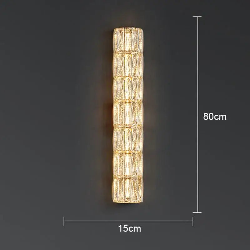 Modern crystal led wall lamp for living room warm faceted sconce