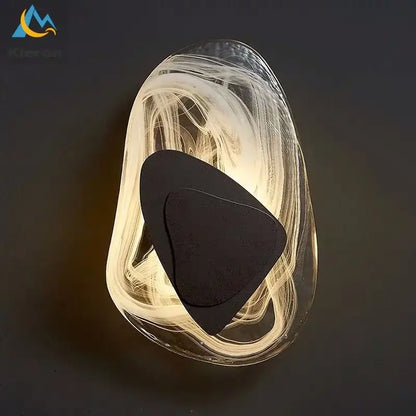 Modern crystal led wall lamp with bronze accent for living room