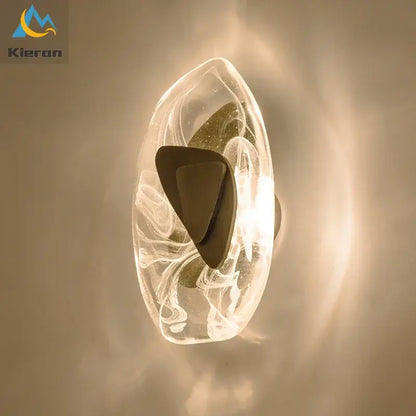 Modern crystal led wall lamp with bronze accent for living room