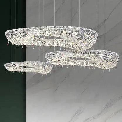 Modern crystal oval chandelier clear & red living room led light