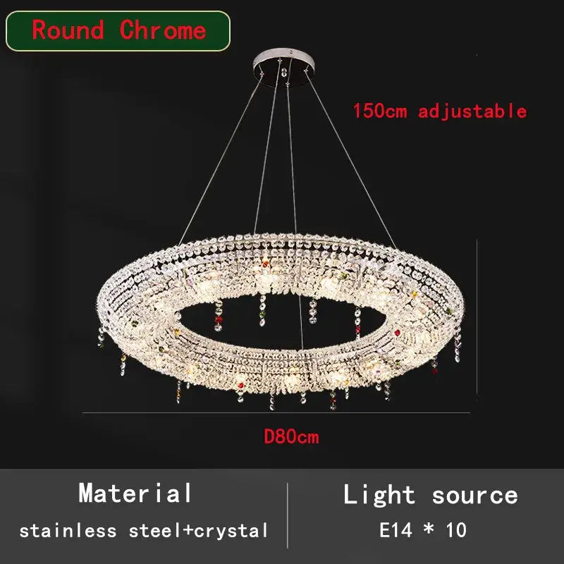 Modern crystal oval chandelier clear & red living room led light