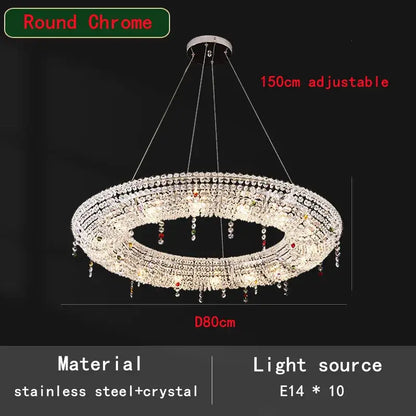 Modern crystal oval chandelier clear & red living room led light