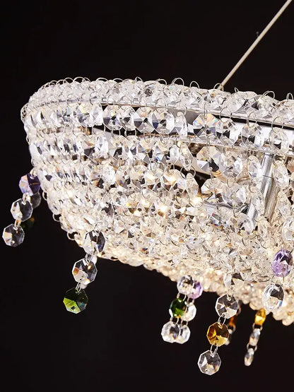 Modern crystal oval chandelier clear & red living room led light