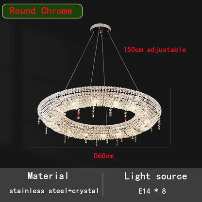 Modern crystal oval chandelier clear & red living room led light