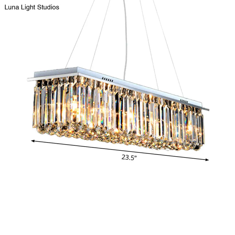 DecorBites™ Modern Crystal Pendant Island Lamp with Rectangle Shape, 4/5/6 Lights, Stainless Steel - Ideal for Restaurants