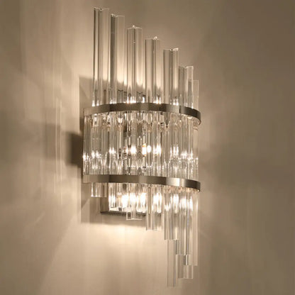 DecorBites™ Modern Crystal Prism Sconce Lighting - 3 Lights - Chrome/Gold Finish - Living Room Wall Mounted Lamp