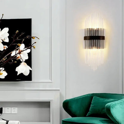 Modern crystal prism wall sconce living room light metal square backplate