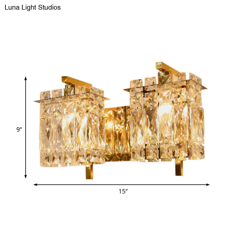 DecorBites™ Modern Crystal Rectangle Wall Light with 1/2/3 Lights - Flush Mount Wall Sconce in Chrome/Gold for Living Room