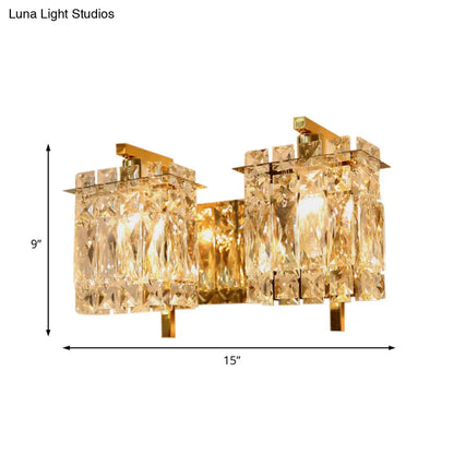 DecorBites™ Modern Crystal Rectangle Wall Light with 1/2/3 Lights - Flush Mount Wall Sconce in Chrome/Gold for Living Room