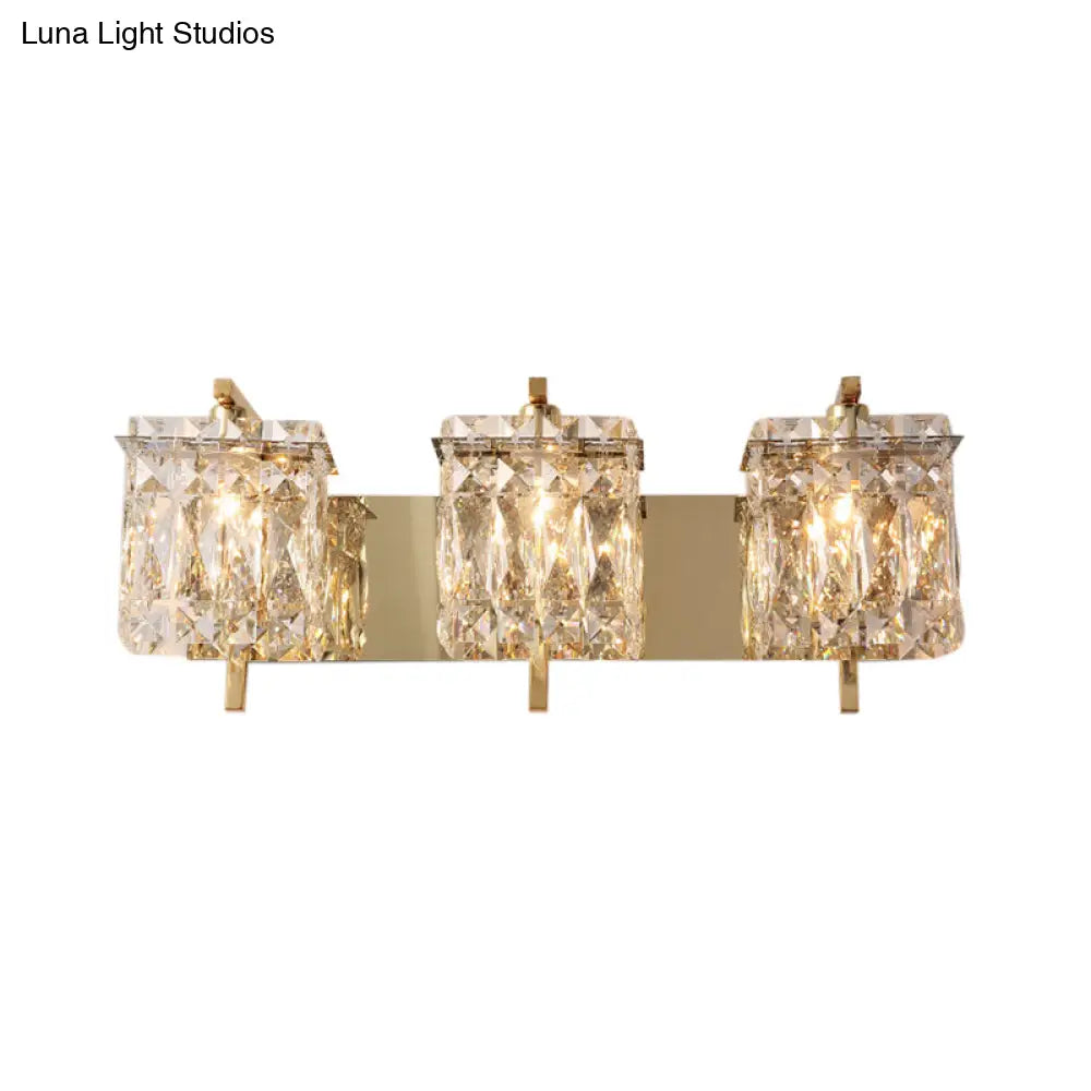 DecorBites™ Modern Crystal Rectangle Wall Light with 1/2/3 Lights - Flush Mount Wall Sconce in Chrome/Gold for Living Room