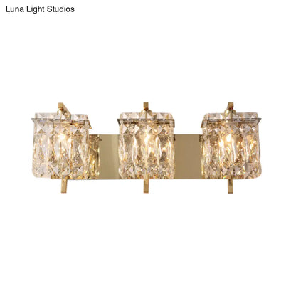 DecorBites™ Modern Crystal Rectangle Wall Light with 1/2/3 Lights - Flush Mount Wall Sconce in Chrome/Gold for Living Room