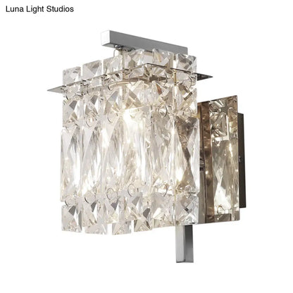 DecorBites™ Modern Crystal Rectangle Wall Light with 1/2/3 Lights - Flush Mount Wall Sconce in Chrome/Gold for Living Room